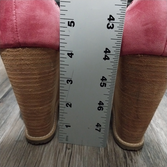 Seychelles Leather Platform Heels Shoes  Womens 8 Peep Toe Wedges - Picture 9 of 10